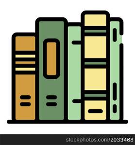 Books stack icon. Outline books stack vector icon color flat isolated. Books stack icon color outline vector