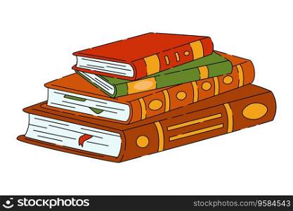 books stack with bookmarks for reading, professional knowledge, education, studying Textbooks pile. Flat vector illustration isolated on white background. books stack with bookmarks for reading, education