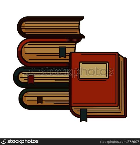 Books with bookmarks for literature reading and and poetry writing. Vector isolated icon for bookstore, bookshop or old literature library design. Books with bookmarks vector icon for poetry literature or bookstore and bookshop library design
