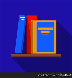 Bookshelf icon. Flat illustration of bookshelf vector icon for web. Bookshelf icon, flat style