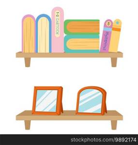Bookshelf with books illustration