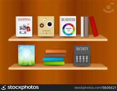 Bookshelf with books vector illustration