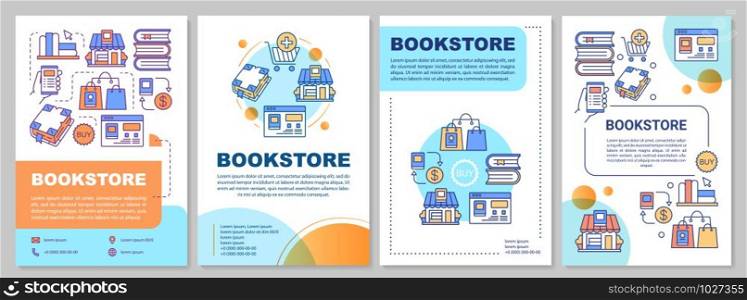 Bookstore brochure template. Flyer, booklet, leaflet print, cover design with linear illustrations. Online e-library. Modern vector page layouts for magazines, annual reports, advertising posters