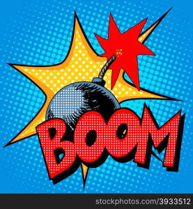 Boom bomb blast comic pop art retro style. Terrorism is a danger of destruction. Boom bomb blast comic style