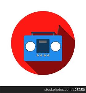 Boom box or radio cassette tape player flat icon on a white background. Boom box or radio cassette tape player flat icon