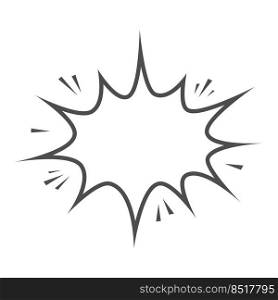 Boom comic explosion shape. Empty speech bubble symbol. Hand drawn wow sign. Vector isolated on white.	