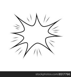 Boom comic explosion shape. Empty speech bubble symbol. Hand drawn wow sign. Vector isolated on white. 