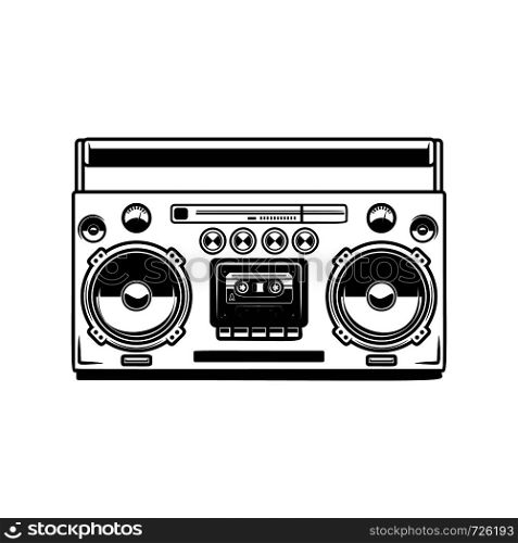 boombox cassette players. Design element for poster, card, banner, flyer, emblem, sign. Vector illustration