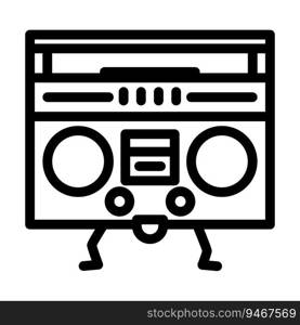 boombox character retro music line icon vector. boombox character retro music sign. isolated contour symbol black illustration. boombox character retro music line icon vector illustration