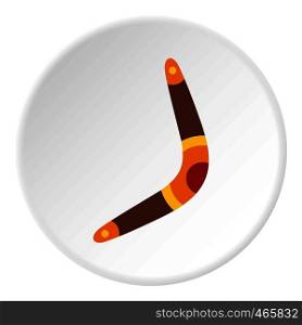 Boomerang icon in flat circle isolated on white vector illustration for web. Boomerang icon circle