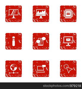 Boost icons set. Grunge set of 9 boost vector icons for web isolated on white background. Boost icons set, grunge style