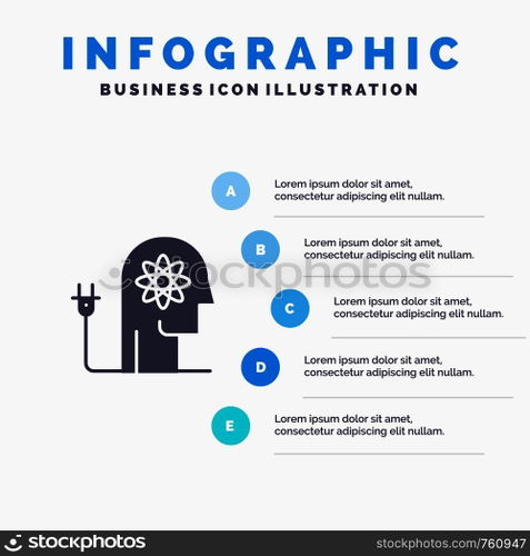 Boosting, Ability, Boosting, Knowledge, Mind Solid Icon Infographics 5 Steps Presentation Background