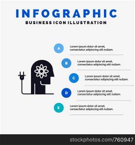 Boosting, Ability, Boosting, Knowledge, Mind Solid Icon Infographics 5 Steps Presentation Background