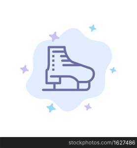 Boot, Ice, Skate, Skates, Skating Blue Icon on Abstract Cloud Background