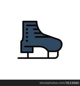 Boot, Ice, Skate, Skates, Skating  Flat Color Icon. Vector icon banner Template