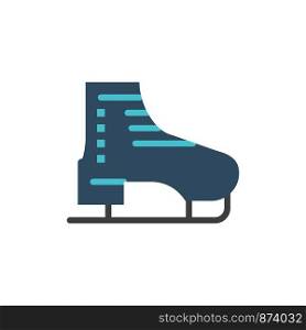 Boot, Ice, Skate, Skates, Skating Flat Color Icon. Vector icon banner Template