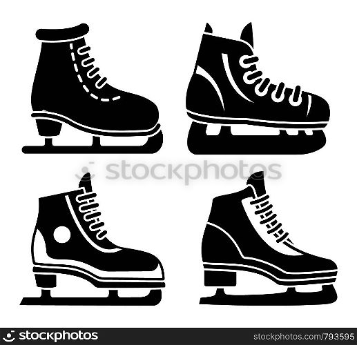 Boot ice skates icon set. Simple set of boot ice skates vector icons for web design on white background. Boot ice skates icon set, simple style