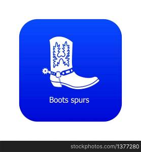 Boot spurs icon blue vector isolated on white background. Boot spurs icon blue vector