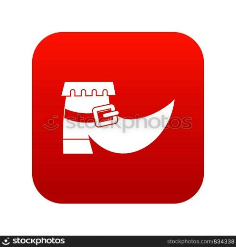 Boot with buckle icon digital red for any design isolated on white vector illustration. Boot with buckle icon digital red