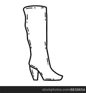 Boot. Women’s shoes with heels. Vector doodle illustration. Hand drawn sketch.