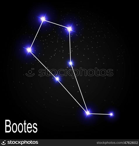 Bootes Constellation with Beautiful Bright Stars on the Background of Cosmic Sky Vector Illustration EPS10. Bootes Constellation with Beautiful Bright Stars on the Backgrou