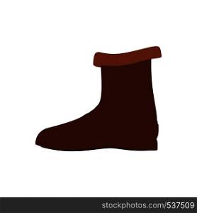 Boots footwear casual clothing pair symbol vector icon. Closeup brown equipment model shoe western side view