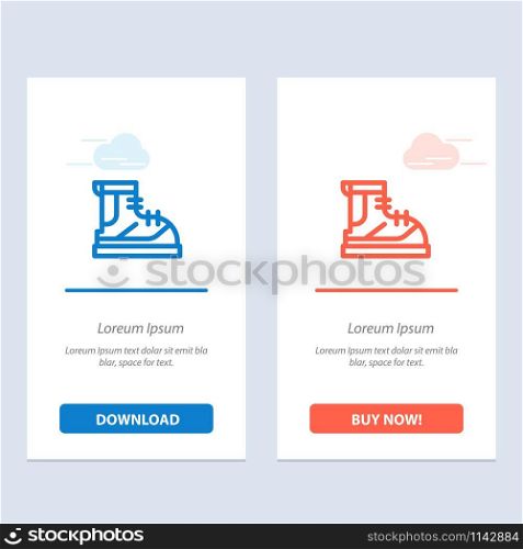 Boots, Hiker, Hiking, Track, Boot Blue and Red Download and Buy Now web Widget Card Template