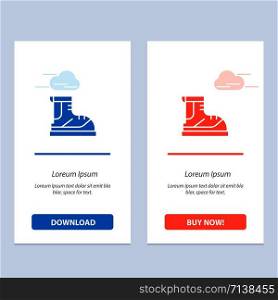 Boots, Hiker, Hiking, Track, Boot Blue and Red Download and Buy Now web Widget Card Template