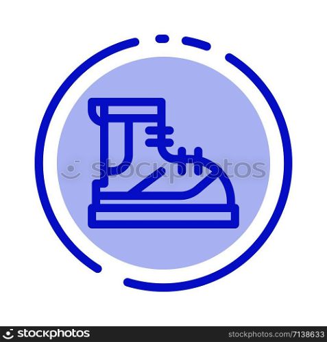 Boots, Hiker, Hiking, Track, Boot Blue Dotted Line Line Icon
