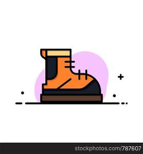 Boots, Hiker, Hiking, Track, Boot Business Flat Line Filled Icon Vector Banner Template