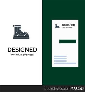Boots, Hiker, Hiking, Track, Boot Grey Logo Design and Business Card Template