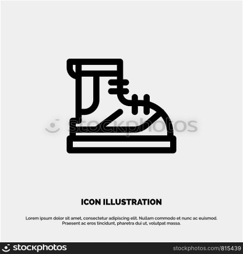 Boots, Hiker, Hiking, Track, Boot Vector Line Icon
