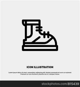 Boots, Hiker, Hiking, Track, Boot Vector Line Icon