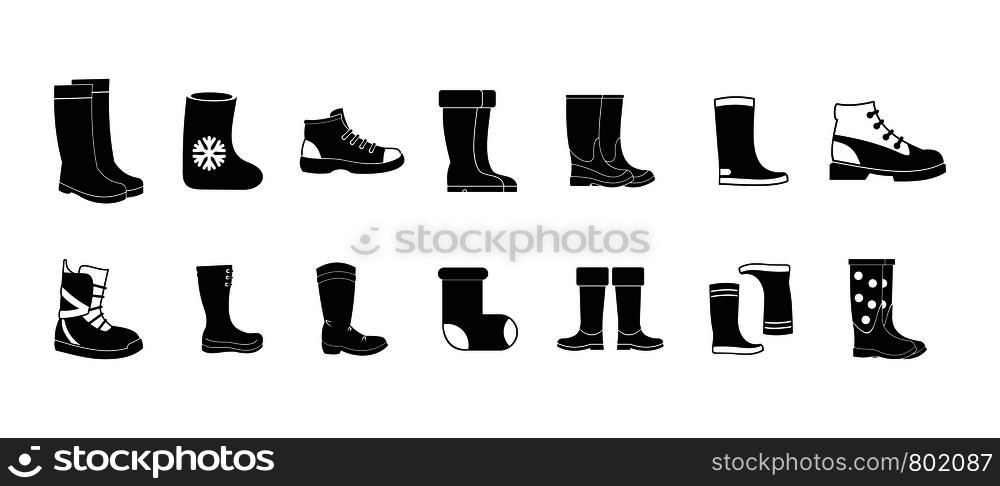 Boots icon set. Simple set of boots vector icons for web design isolated on white background. Boots icon set, simple style