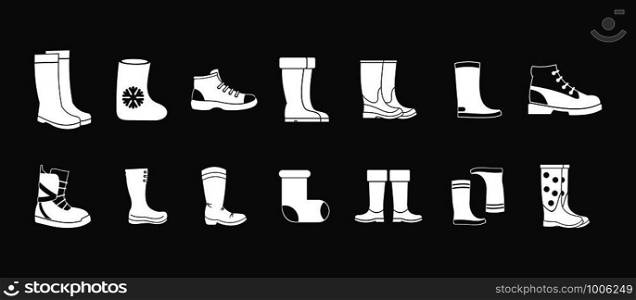 Boots icon set vector white isolated on grey background . Boots icon set grey vector