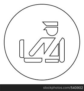 Border control concept Customs officer check baggage Detailed luggage control Baggage control sign icon in circle round outline black color vector illustration flat style simple image