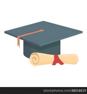 Border graduation hat icon cartoon vector. Diploma award. Elegant education. Border graduation hat icon cartoon vector. Diploma award