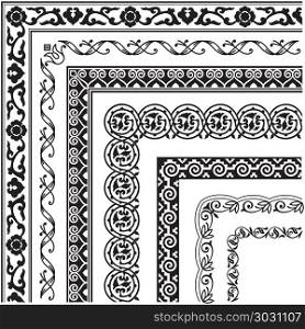 Border, lines ornamental vinage set with corner
