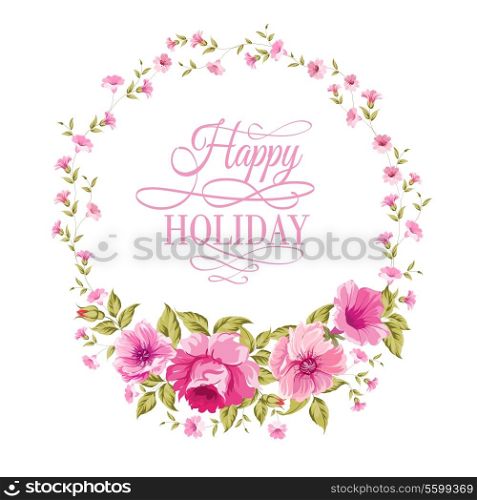 Border of flowers in vintage style. Vector illustration.