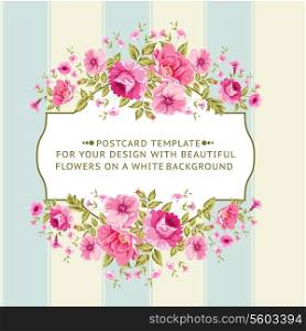 Border of flowers in vintage style. Vector illustration.