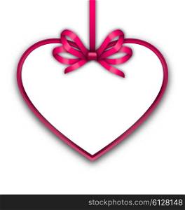Border shape form Heart from ribbon Valentine day. Pink Border shape form Heart from ribbon Valentine day background - vector