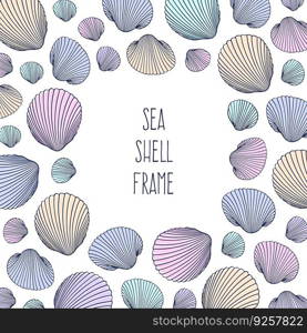 Border shell frame of hand drawn seashells Vector Image