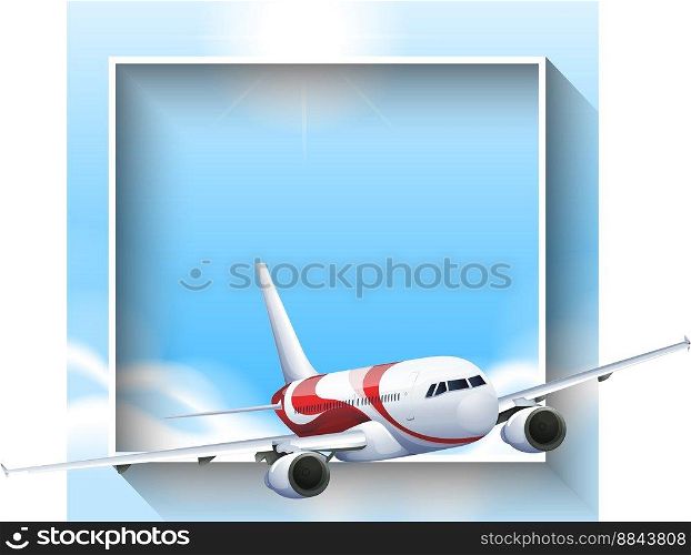 Border template with airplane flying in sky vector image
