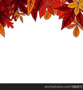 Border with autumn leaves. Design element for emblem, poster, card, banner, flyer, brochure. Vector illustration