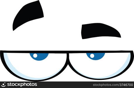 Bored Cartoon Eyes Illustration Isolated on white