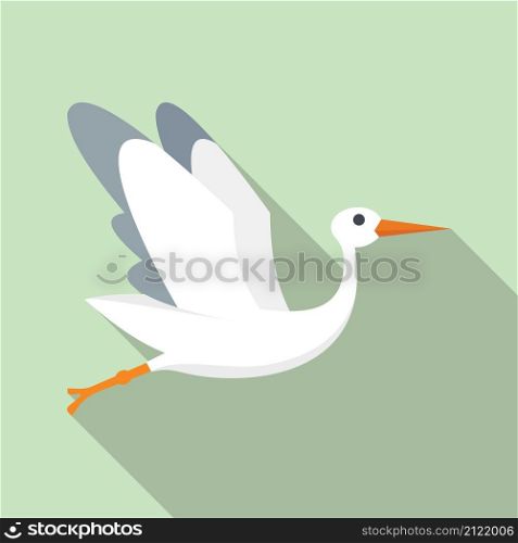 Born stork icon flat vector. Fly bird. Nest crane. Born stork icon flat vector. Fly bird