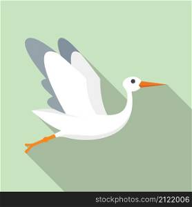 Born stork icon flat vector. Fly bird. Nest crane. Born stork icon flat vector. Fly bird