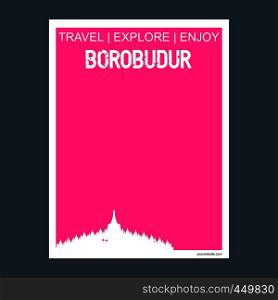 Borobudur Jawa Tengah, Indonesia monument landmark brochure Flat style and typography vector