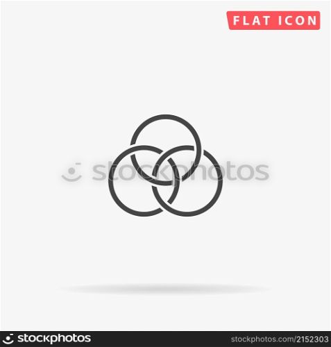 Borromean Rings flat vector icon. Hand drawn style design illustrations.. Borromean Rings flat vector icon