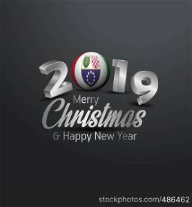 Bosnia and Herzegovina Flag 2019 Merry Christmas Typography. New Year Abstract Celebration background